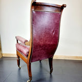 Antique Anglo Indian Rosewood and Leather Campaign Chair