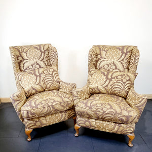 Pair of Queen Anne Style Wingback Chairs