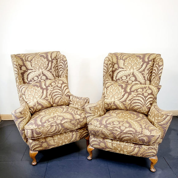 Pair of Queen Anne Style Wingback Chairs