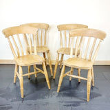 Set of Four elm farmhouse chairs all have signs of being used with the odd marks on each chair. All four chairs are strong and sturdy ready to be used straight away. They could do with a little tlc but are great chairs.  Measures: Height 86.5cm, Width 52cm, Depth 51cm, seat height 47.5cm.