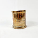 Victorian bronze imerial quart measure. Etched to the front Imperial Quart, Division of Hang, West. North Riding, Yorkshire. 1835. Numbered stamped to the bottom 652, and Royal victorian marks to the top and dated 1893 for approval of use and measure of the imperial quart. The imperial quart measures to 1/4 of a gallon. To  measure liquid or dry goods.   Measures: Height 13.5cm, Diameter 12.5cm.