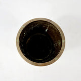 Victorian bronze imerial quart measure. Etched to the front Imperial Quart, Division of Hang, West. North Riding, Yorkshire. 1835. Numbered stamped to the bottom 652, and Royal victorian marks to the top and dated 1893 for approval of use and measure of the imperial quart. The imperial quart measures to 1/4 of a gallon. To  measure liquid or dry goods.   Measures: Height 13.5cm, Diameter 12.5cm. Showing the inside which has marks and wear from age