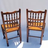 Pair of 18th Century style Oak and Elm Chairs with Rush Seats
