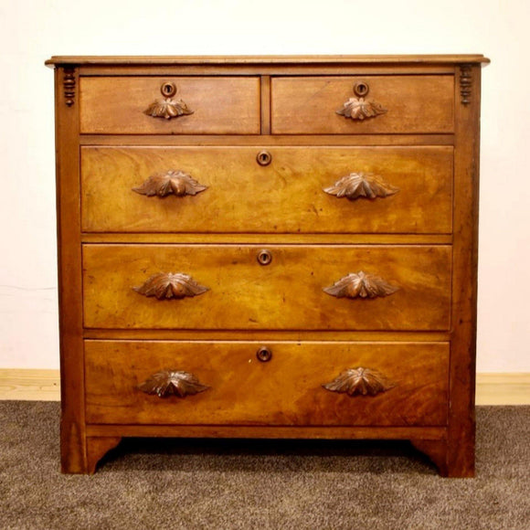 Antique Victorian Mahogany Chest of Drawers With Carved Fruit Handles - Attrells