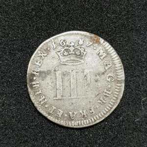 1687 James II Silver Threepence Coin - Attrells