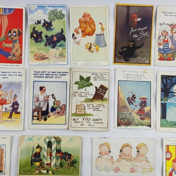 Eighteen Novelty Cartoon Postcards Early 20th Century - Attrells