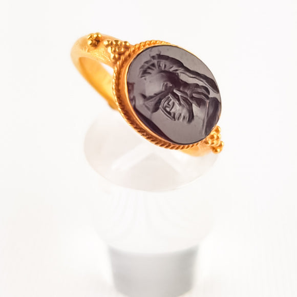 Antique Grand Tour Roman Style Gold  Intaglio Seal Ring