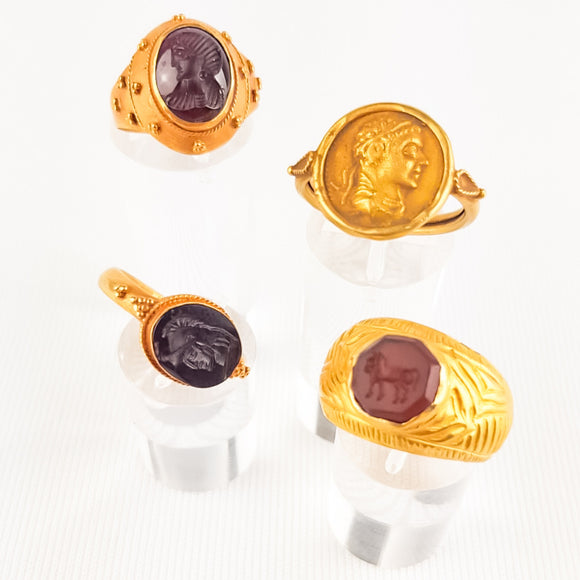 Antique Grand Tour Roman Style Gold Coin Ring