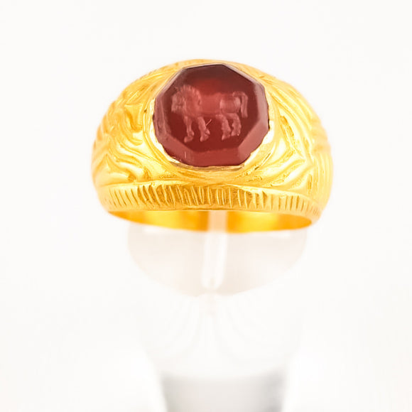 Antique Grand Tour Roman Style Gold Intaglio Seal Ring