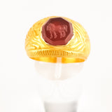 Antique Grand Tour Roman Style Gold Intaglio Seal Ring