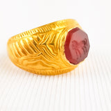 Antique Grand Tour Roman Style Gold Intaglio Seal Ring