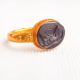 Antique Grand Tour Roman Style Gold  Intaglio Seal Ring