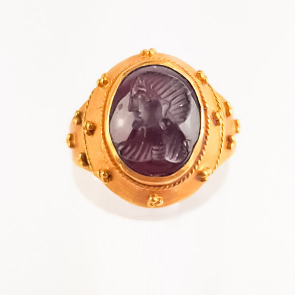 Antique Roman Style Grand Tour Gold Intaglio Ring