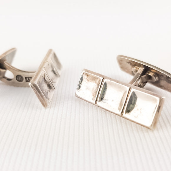 Pair of Silver Three Squares David Andersen Cufflinks