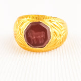 Antique Grand Tour Roman Style Gold Intaglio Seal Ring