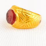 Antique Grand Tour Roman Style Gold Intaglio Seal Ring