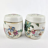 Pair of 20th Century Cantonese Famille Rose Chinese Pots