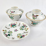 Pair of Cantonese Chinese Rice Bowls with a Plate