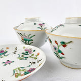 Pair of Cantonese Chinese Rice Bowls with a Plate