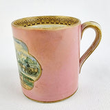 Pink Prattware Mug Depicting Cavalier at Inn