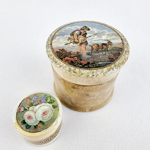 Two Prattware Pots with Lids The Faithful Shepard