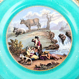 Antique Prattware Plate Titled Bedside the Waterfall