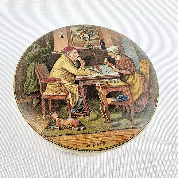 Prattware 19th Century Pot with Lid Titled A Pair