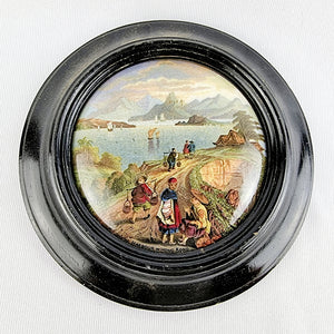 Prattware Pot Lid Titled Harbour of Hong Kong