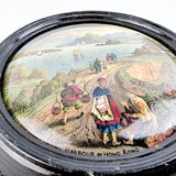 Prattware Pot Lid Titled Harbour of Hong Kong