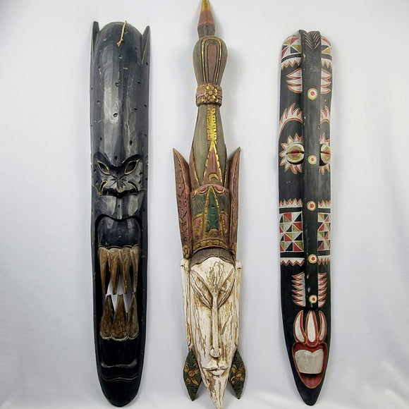 Three Indonesian Carved Wooden Masks