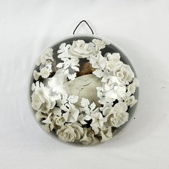 19th Century Glass Domed Porcelain Flowered Diorama