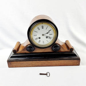 19th Century Mahogany, Ebonised Mantle Drum Clock