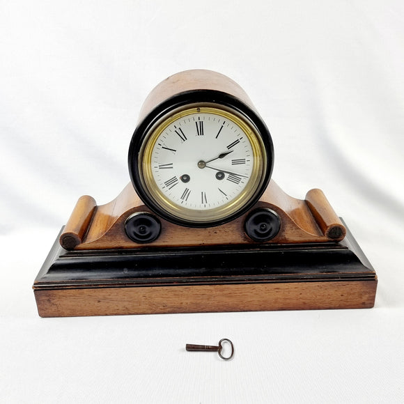 19th Century Mahogany, Ebonised Mantle Drum Clock