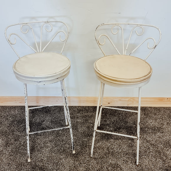 Pair of French Metal Bar Stools
