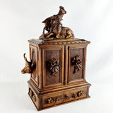 Black Forest Carved Walnut Mountain Goat Table Cabinet