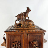 Black Forest Carved Walnut Mountain Goat Table Cabinet