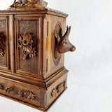 Black Forest Carved Walnut Mountain Goat Table Cabinet