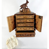 Black Forest Carved Walnut Mountain Goat Table Cabinet