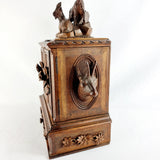 Black Forest Carved Walnut Mountain Goat Table Cabinet