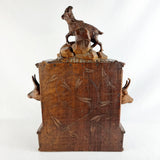 Black Forest Carved Walnut Mountain Goat Table Cabinet