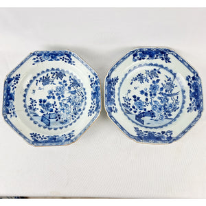 Pair of 19th Century Chinese Blue and White Hexigon plates