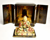 Travelers 19th Century Japanese Buddha/ deity in black lacquered case - Attrells