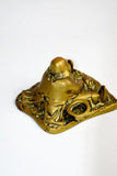 20th Century Novelty Brass Inkwell of a man eating a Chicken - Attrells