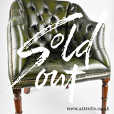 Green Leather Buttoned Back Tub Chair.
